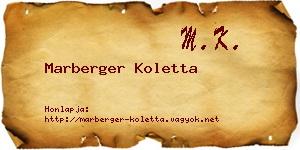 Marberger Koletta névjegykártya